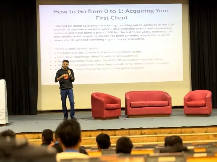 Aditya Singh speaking at WordCamp Delhi